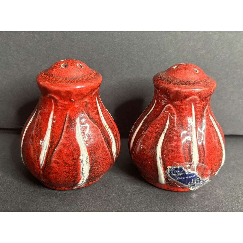 Cal Style Salt & Pepper Shakers Red White Ceramics California Pottery MCM